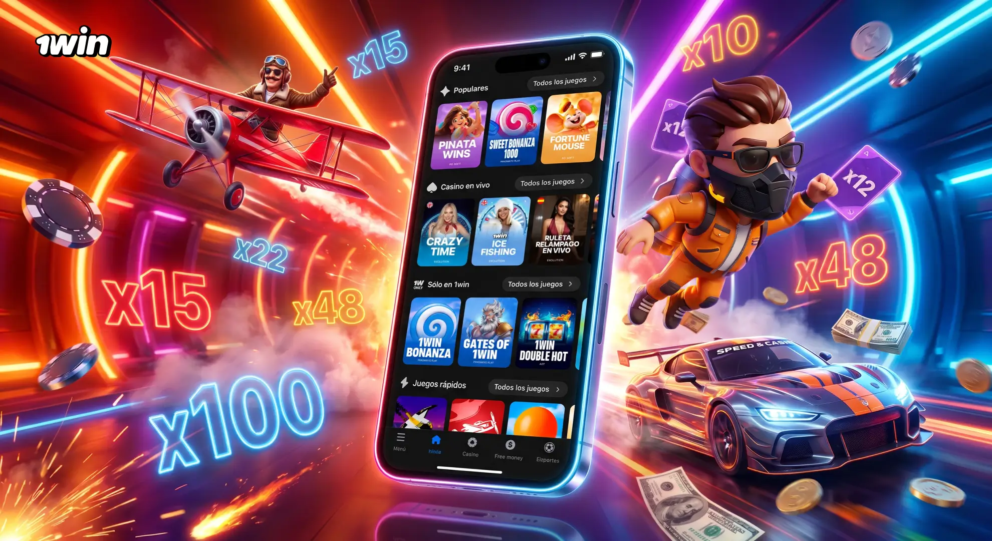 Multiplicadores y grandes premios en el casino de 1win Chile